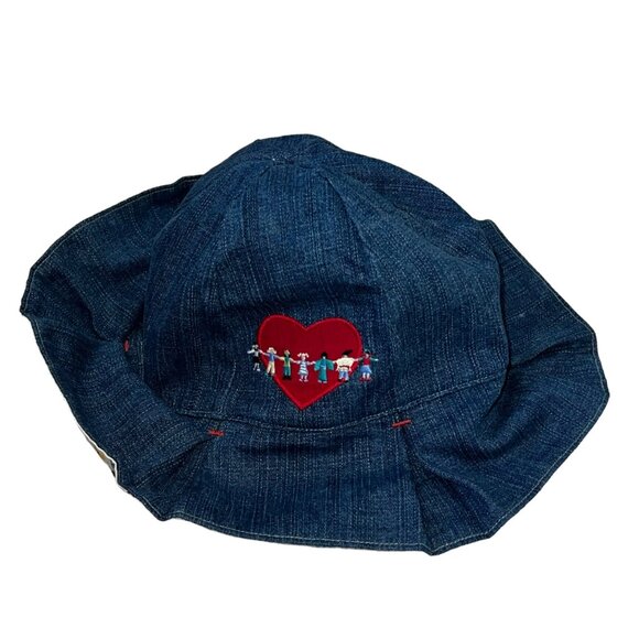 Vintage Peace on Earth Janie and Jack Reversible Denim Hat 4T NWT - Picture 3 of 5